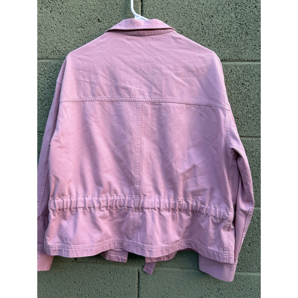 Dip Womens Pink Utility Jacket Snap Front Drawstring Waist Mauve Denim Medium - Picture 11 of 13